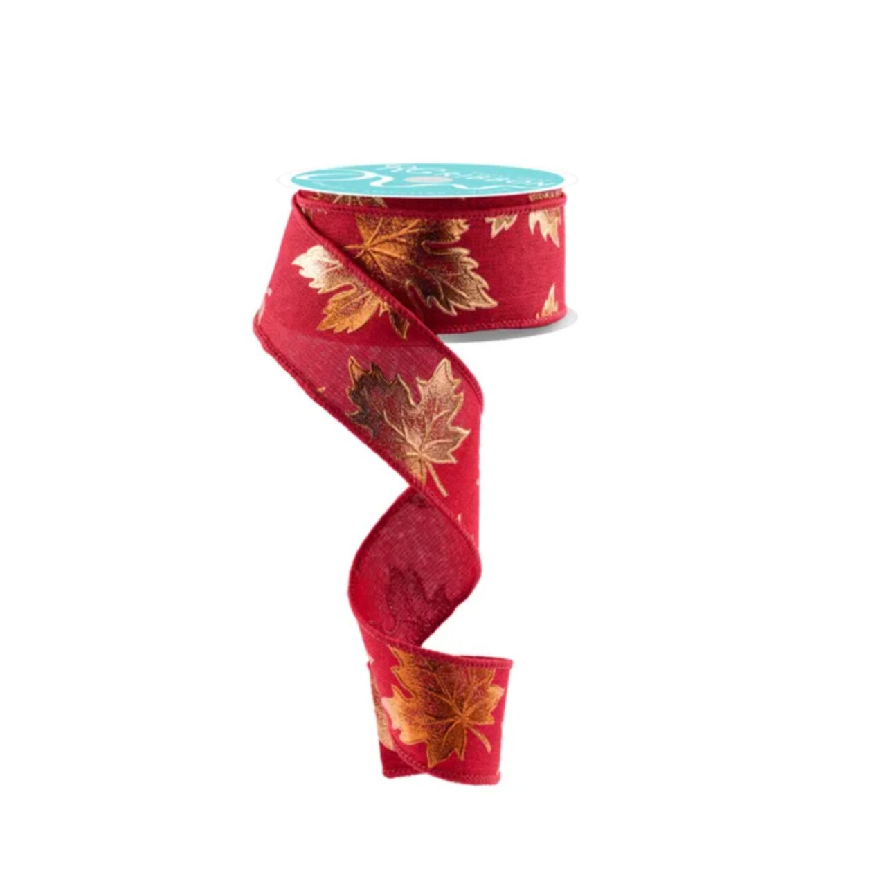 1.5"x10yd Burgundy Fall Foil Maple Leaf Wired Ribbon – Autumn Craft & Wreath Supply-RGE147605